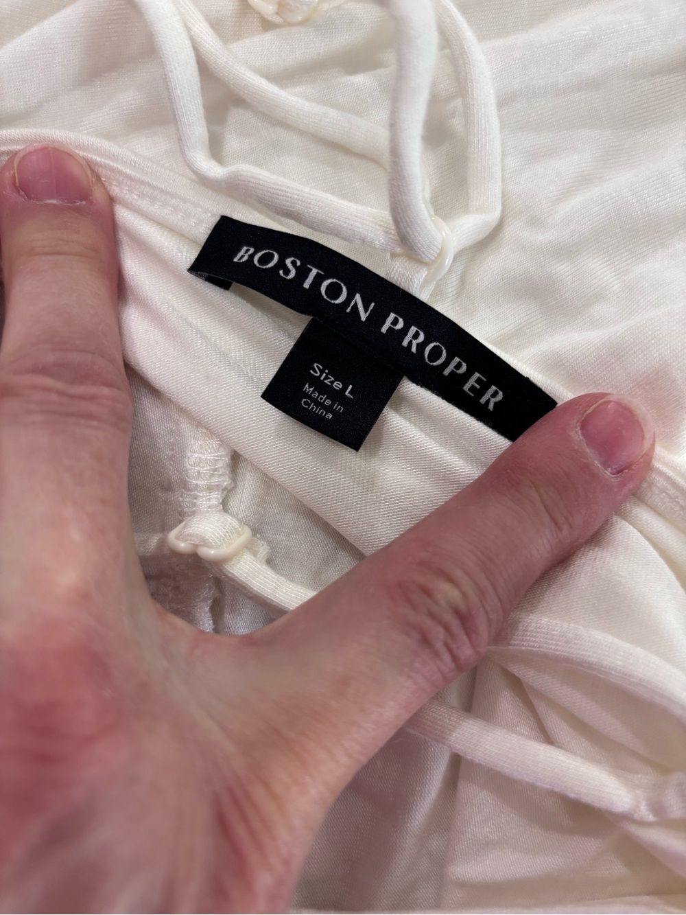 Boston Proper White Lace-Detail Double Adjustable Spaghetti Straps Tank Top L - Picture 7 of 15